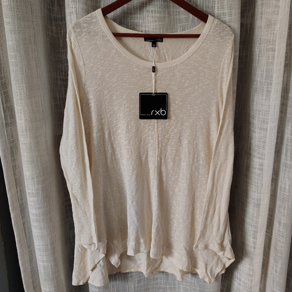 RBX Tops - 👚NWT  rbx  Ivory Multi Textured Long Sleeve Blouse L
